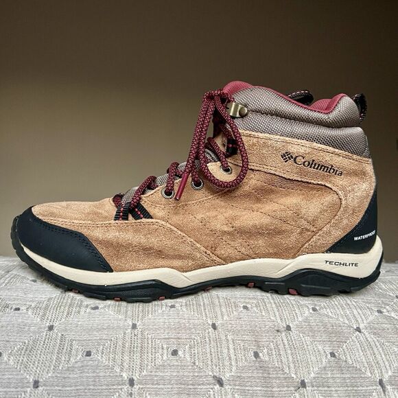 Columbia Mount Carmel Tan Suede Waterproof Lace Up Hiking Ankle Boots Women’s 10 - Picture 1 of 15